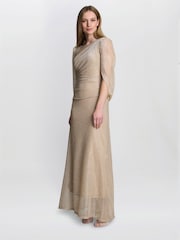 Gina Bacconi Gold Joanna Metallic Knit Maxi Dress - Image 3 of 7