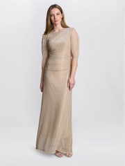 Gina Bacconi Gold Joanna Metallic Knit Maxi Dress - Image 4 of 7
