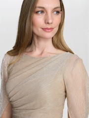 Gina Bacconi Gold Joanna Metallic Knit Maxi Dress - Image 5 of 7