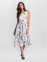 Gina Bacconi Kelly Floral Printed White Dress - Image 1 of 5