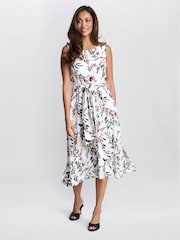 Gina Bacconi Kelly Floral Printed White Dress - Image 3 of 5