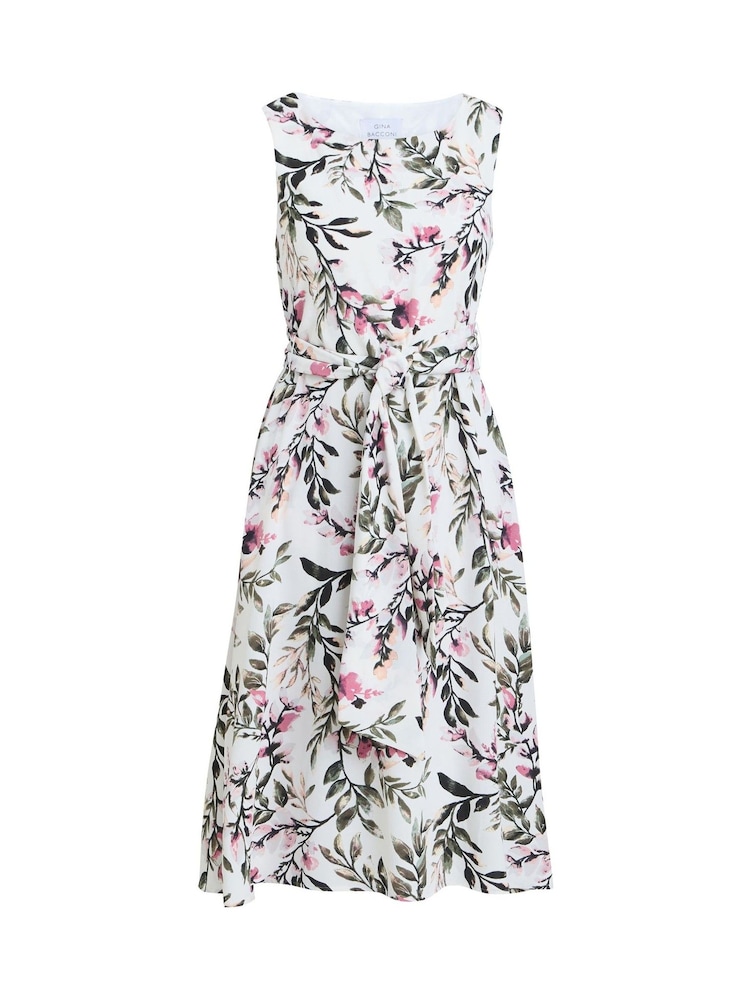 Gina Bacconi Kelly Floral Printed White Dress - Image 5 of 5