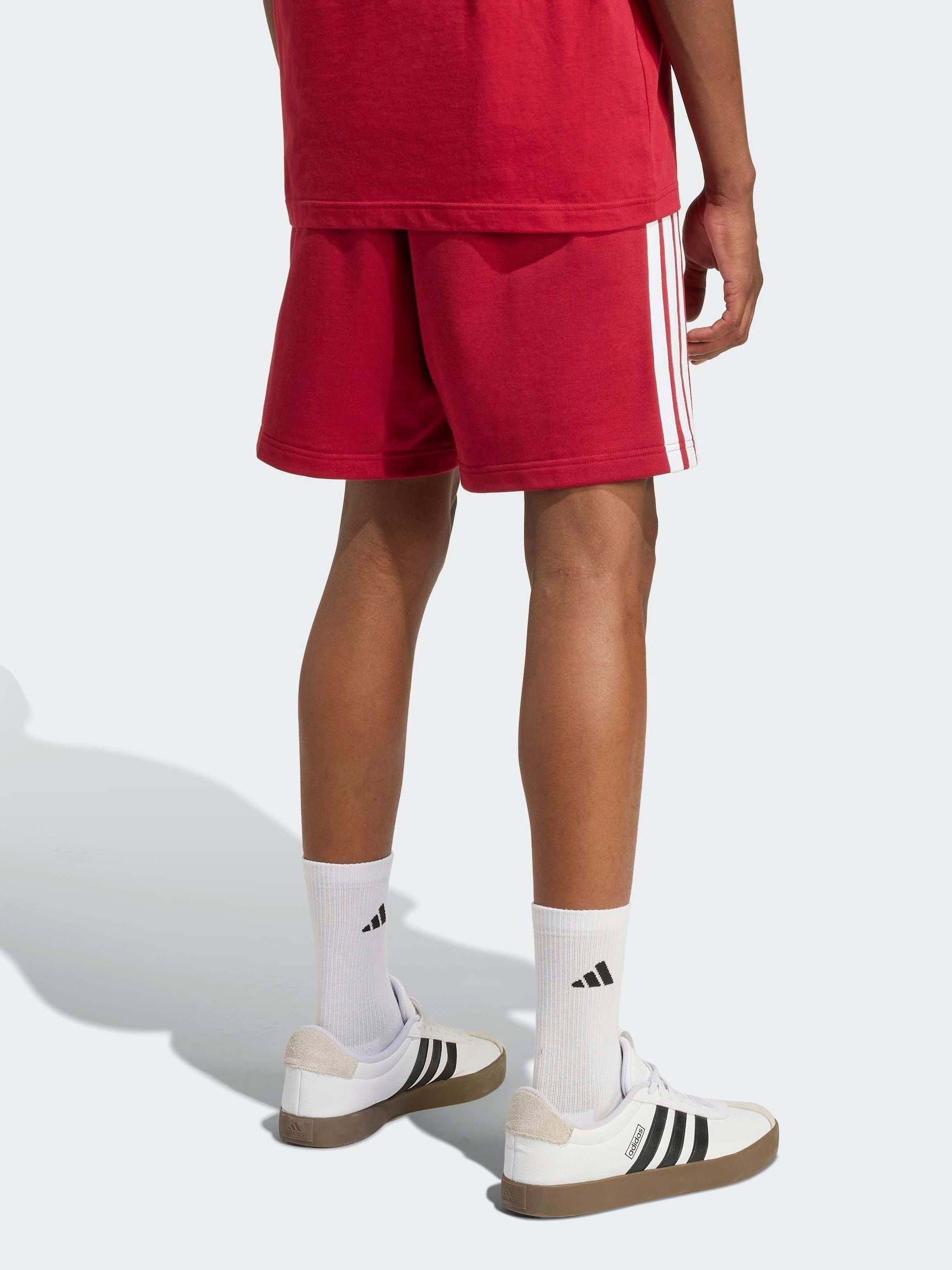 Buy adidas Dark Red Essentials Three Stripes French Terry Shorts