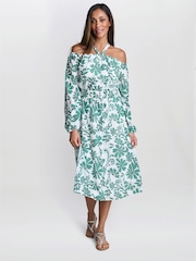 Gina Bacconi Green Ryan Off Shoulder Midi Dress - Imagen 3 de 5