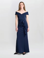 Gina Bacconi Blue Victoria Maxi Dress With Side Ruching - Image 1 of 6