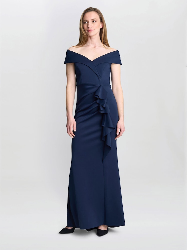 Gina Bacconi Blue Victoria Maxi Dress With Side Ruching - Image 1 of 6