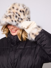 South Beach Animal Animal Bucket Hat and Faux Fur Trim Gloves - Image 2 of 5