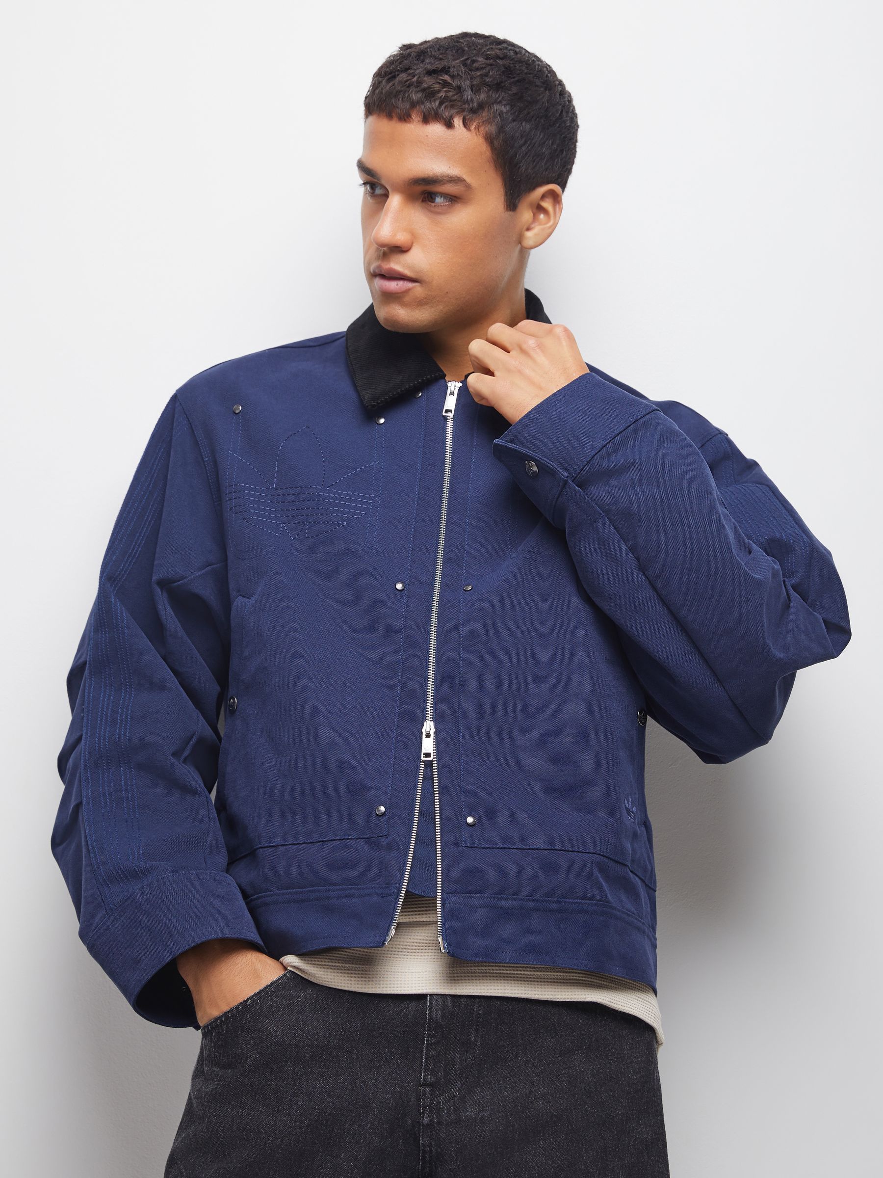 Buy adidas Originals Blue Premium Essentials Bomber Jacket from
