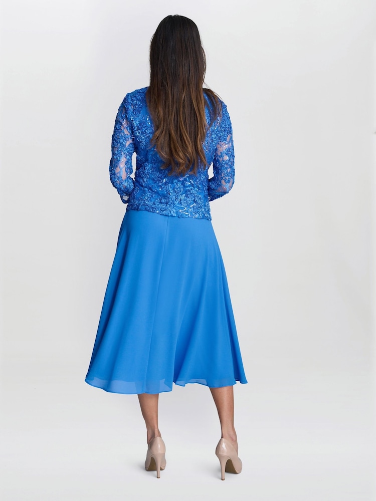 Gina Bacconi Blue Adele Soutache Lace Jacket With Chiffon Dress - Image 2 of 6