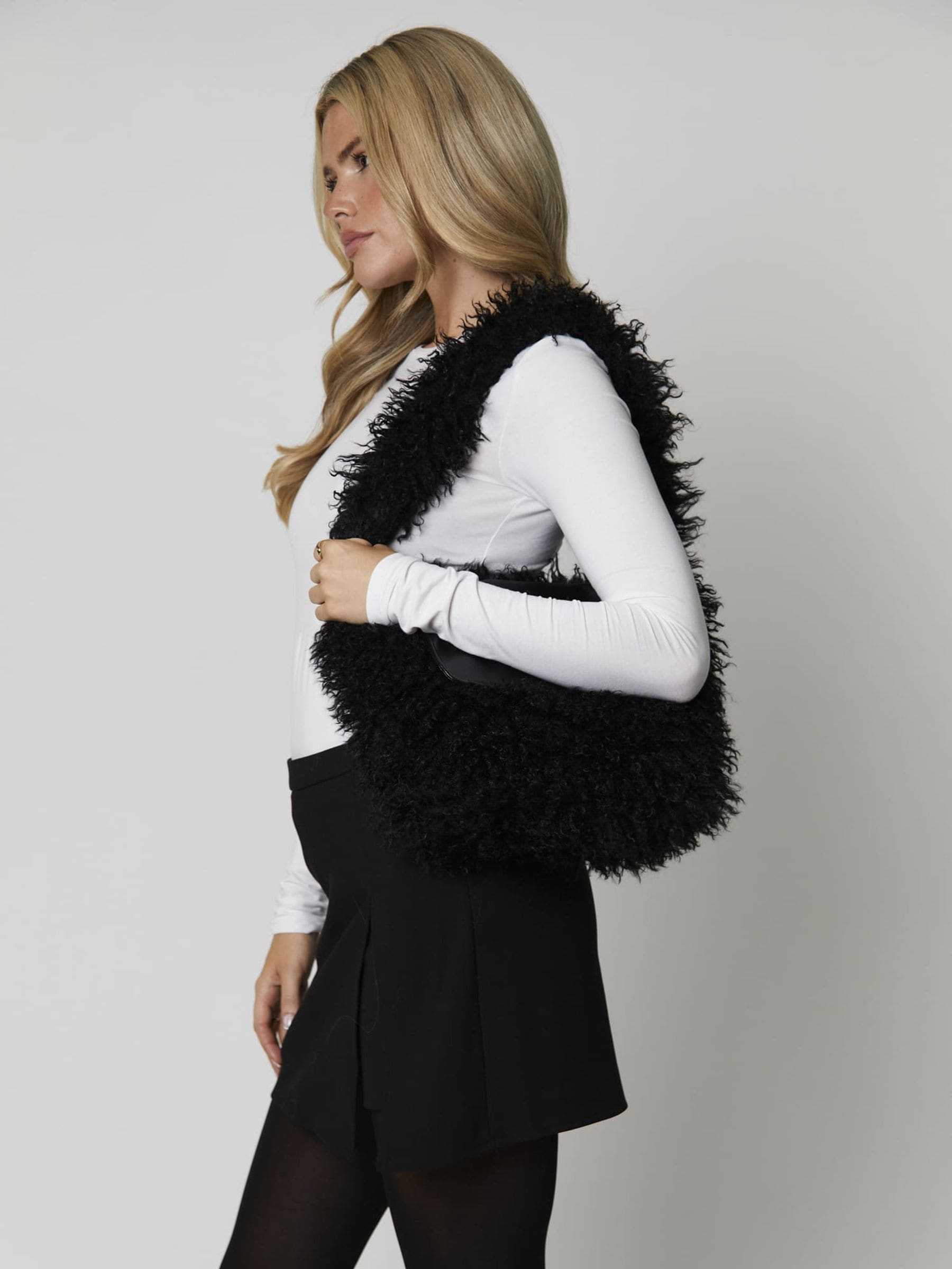 Buy South Beach Black Faux Fur Shoulder Bag from the Next UK