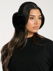 South Beach Black Fluffy Earmuffs - Image 3 of 6