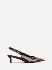 Linzi Red Crave Studded Kitten Heel Courts Shoes - Image 3 of 6