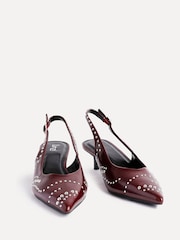 Linzi Red Crave Studded Kitten Heel Courts Shoes - Image 4 of 6