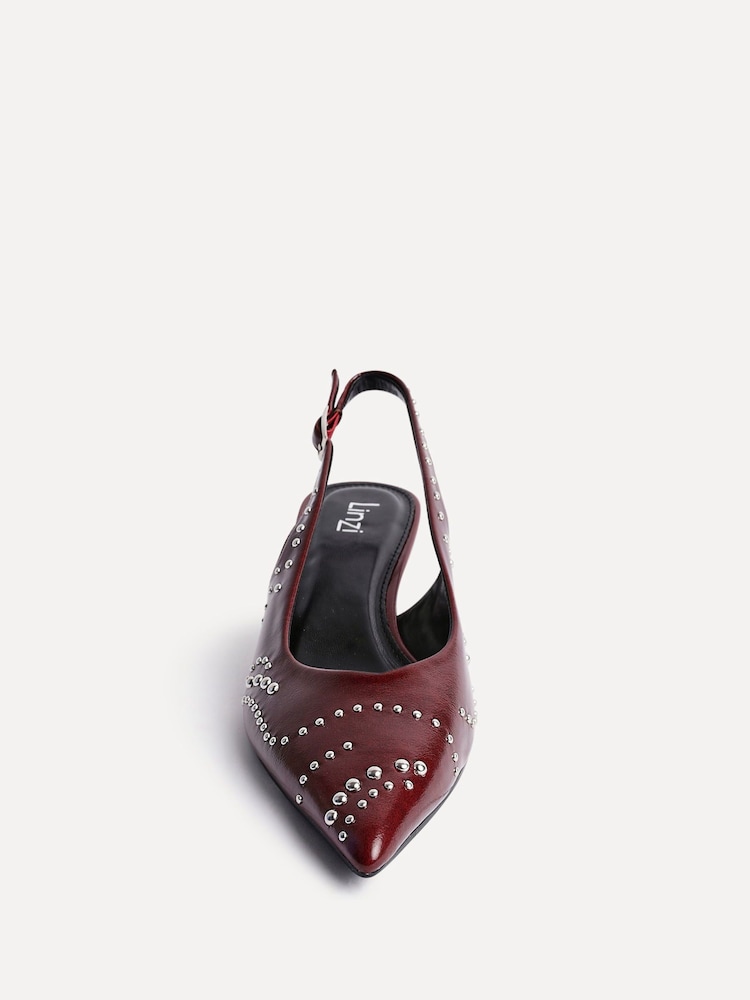 Linzi Red Crave Studded Kitten Heel Courts Shoes - Image 6 of 6