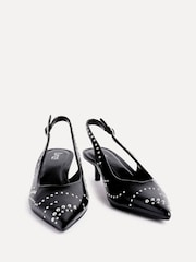Linzi Black Crave Studded Kitten Heel Courts Shoes - Image 3 of 5