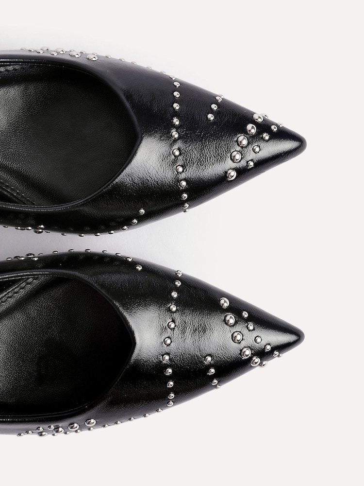 Linzi Black Crave Studded Kitten Heel Courts Shoes - Image 5 of 5