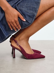 Linzi Red Wink Suede And Patent Mix Court Heels - Image 1 of 5