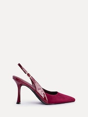 Linzi Red Wink Suede And Patent Mix Court Heels - Image 2 of 5