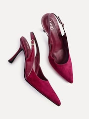 Linzi Red Wink Suede And Patent Mix Court Heels - Image 5 of 5