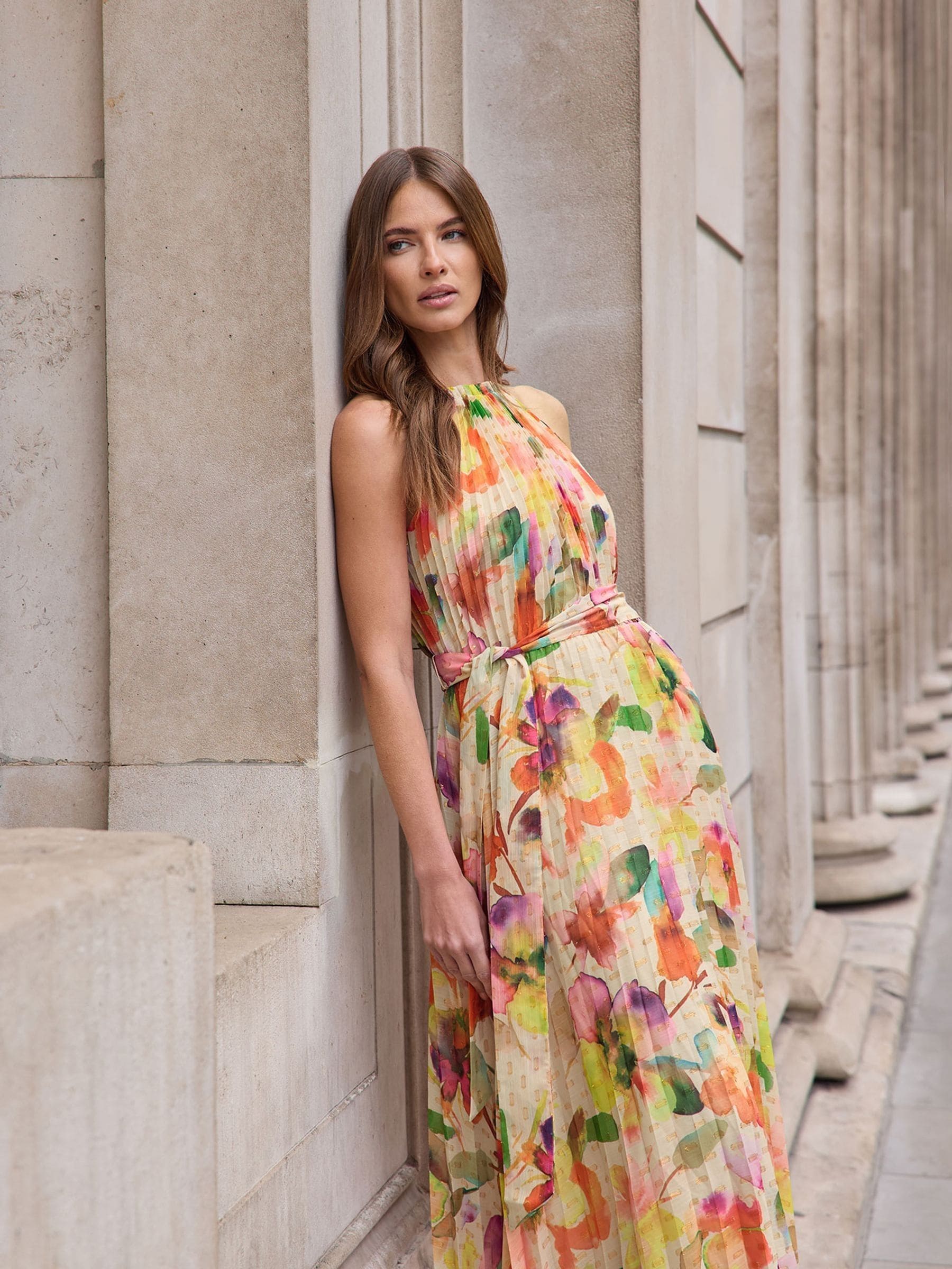 Buy Star by Julien MacDonald Orange Pleated Halter Dress from the