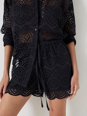 Hush Black Margot Cotton Broderie Pull On Shorts - Image 3 of 5
