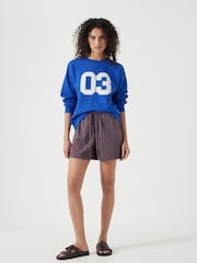 Hush Brown Margot Cotton Stripe Pull On Shorts - Image 2 of 6