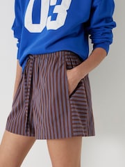 Hush Brown Margot Cotton Stripe Pull On Shorts - Image 3 of 6
