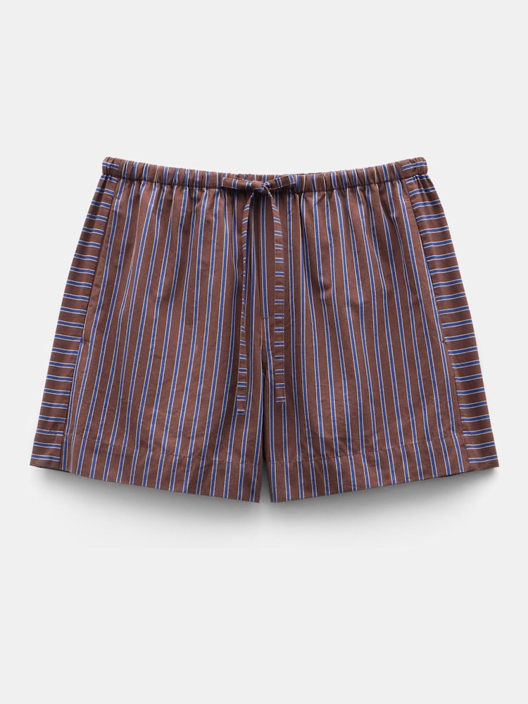 Hush Brown Margot Cotton Stripe Pull On Shorts - Image 6 of 6