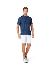 Callaway Apparel Large Blue All-Over Chev Printed Polo Shirt - Imagen 1 de 5