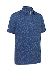 Callaway Apparel Large Blue All-Over Chev Printed Polo Shirt - Imagen 4 de 5