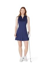 Callaway Apparel Blue Flounce Dress with Mesh - Image 1 of 5