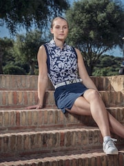 Callaway Apparel Blue Abstract Floral Print Sleeveless Polo Shirt - Image 1 of 6