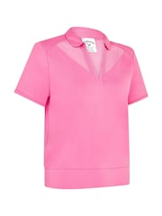 Callaway Apparel Pink Waist Length Mesh Detail Short Sleeve Polo Shirt - Image 4 of 5