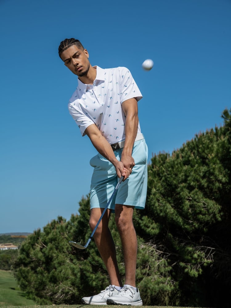 Callaway Apparel All-Over Birdie White Polo Shirt - Imagen 1 de 6