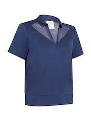 Callaway Apparel Blue Waist Length Mesh Detail Short Sleeve Polo Shirt - Image 4 of 5