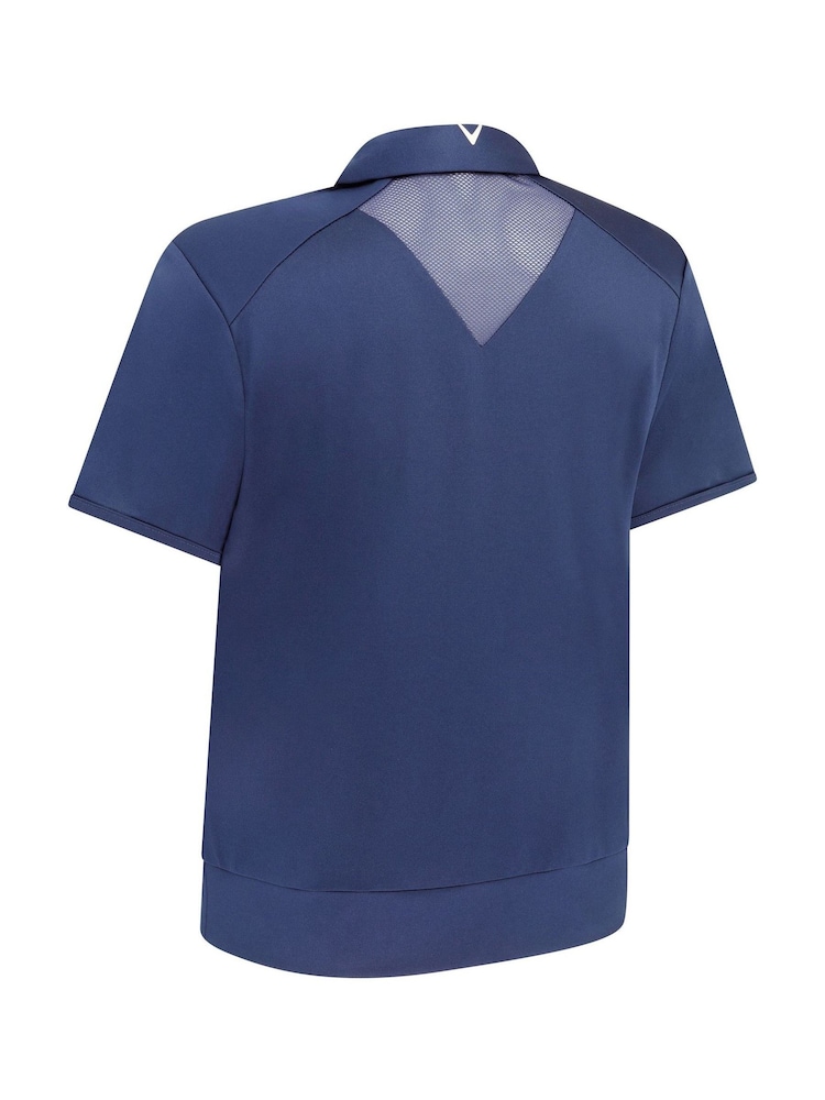 Callaway Apparel Blue Waist Length Mesh Detail Short Sleeve Polo Shirt - Image 5 of 5
