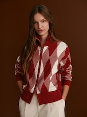 Varley Red Dahlia Karina Jacquard Knit Jacket - Image 1 of 12