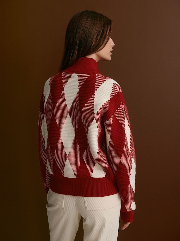 Varley Red Dahlia Karina Jacquard Knit Jacket - Image 2 of 12