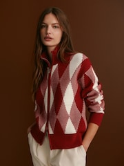 Varley Red Dahlia Karina Jacquard Knit Jacket - Image 5 of 12