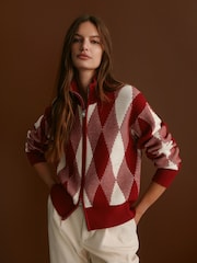 Varley Red Dahlia Karina Jacquard Knit Jacket - Image 6 of 12
