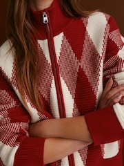 Varley Red Dahlia Karina Jacquard Knit Jacket - Image 7 of 12