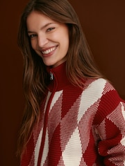 Varley Red Dahlia Karina Jacquard Knit Jacket - Image 9 of 12