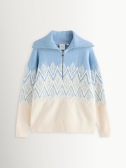 Varley Ashley Blue Hedda Fairisle Pattern Half Zip Jumper - Image 13 of 13