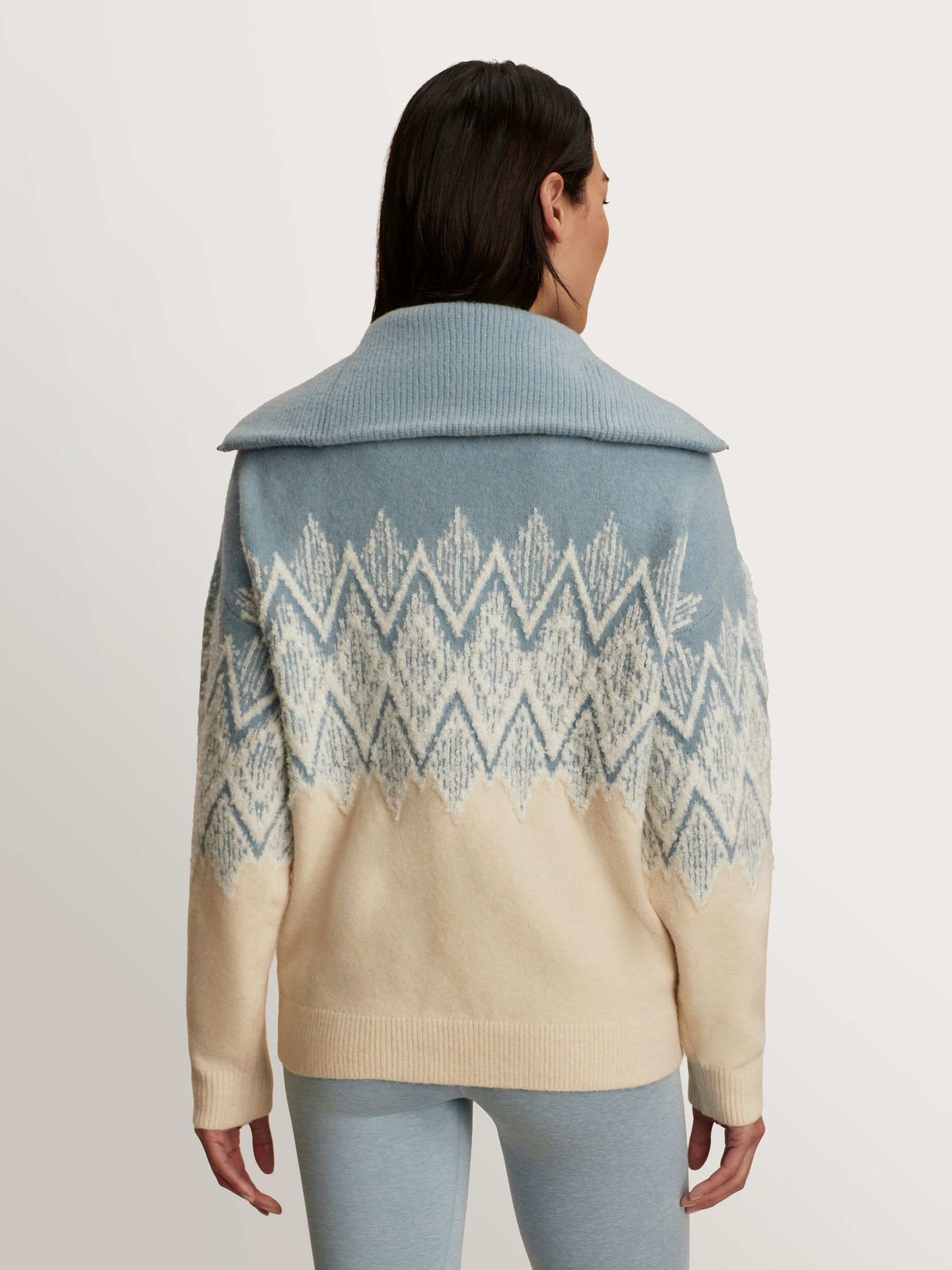 Varley Ashley Blue Hedda Fairisle Pattern Half Zip Jumper | Seasons