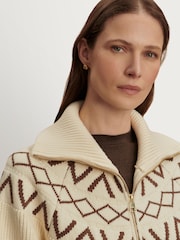 Varley Whitecap Grey Sigrid Fairisle Half Zip Knit Jumper - Image 5 of 8