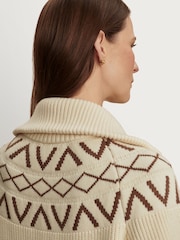 Varley Whitecap Grey Sigrid Fairisle Half Zip Knit Jumper - Image 6 of 8