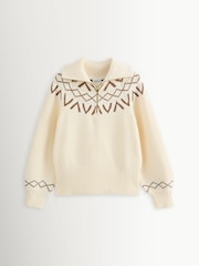 Varley Whitecap Grey Sigrid Fairisle Half Zip Knit Jumper - Image 8 of 8