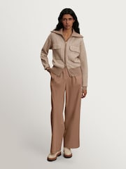 Varley Taupe Ablett Jacquard Knit Jacket - Image 3 of 9