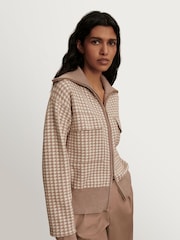 Varley Taupe Ablett Jacquard Knit Jacket - Image 6 of 9