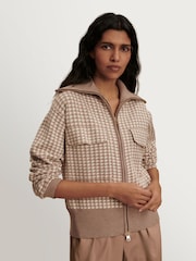 Varley Taupe Ablett Jacquard Knit Jacket - Image 8 of 9